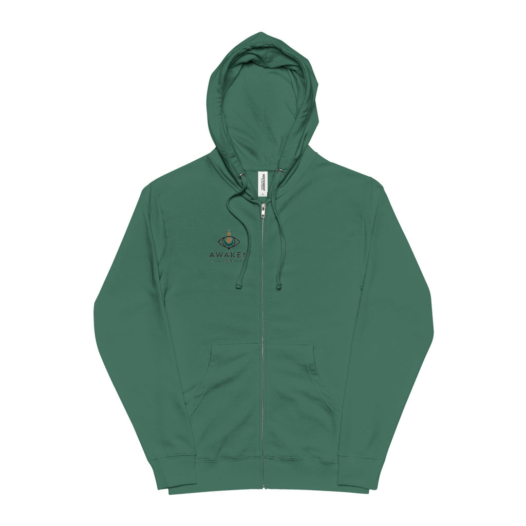 Awaken Eye Zip Hoodie — "So Happy To Be Here" Spiritual Graphic Zip-Up