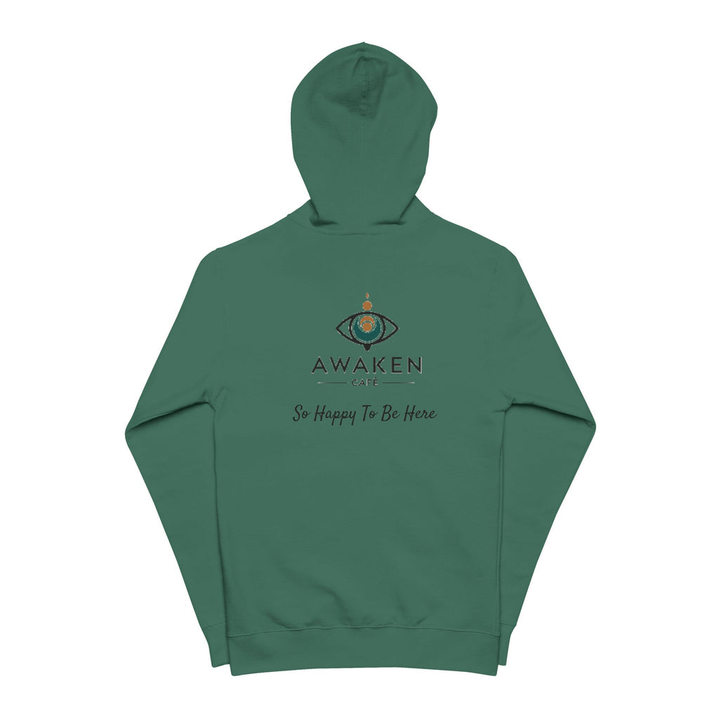 Awaken Eye Zip Hoodie — "So Happy To Be Here" Spiritual Graphic Zip-Up